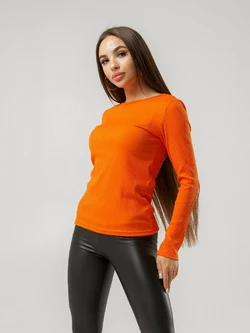 Класичний жіночий джемпер з довгим рукавом - помаранчевий